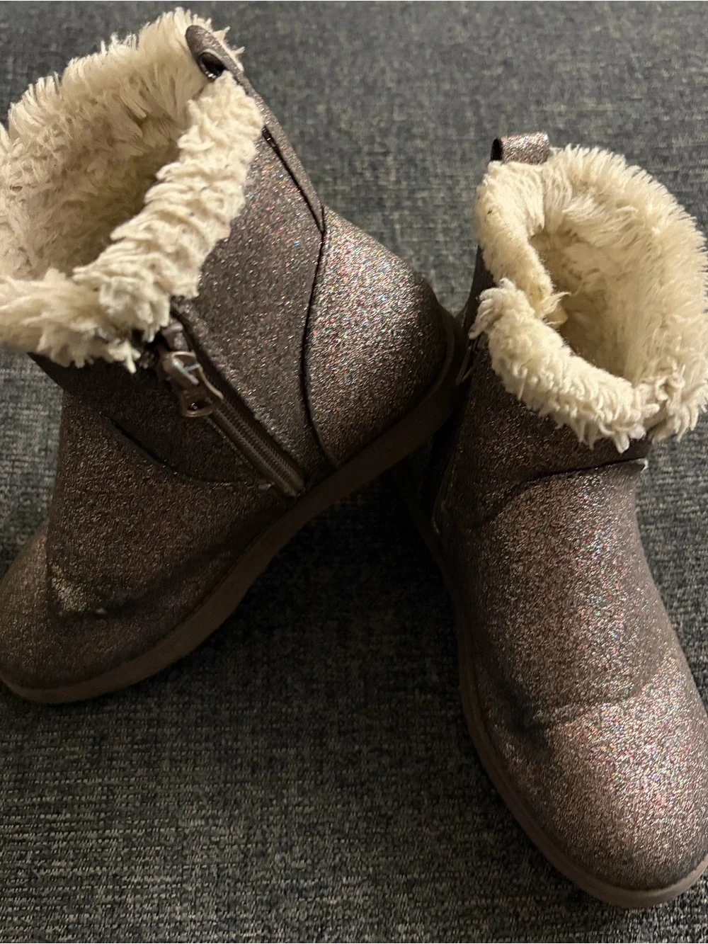Cat & Jack Girls' Glitter Booties with Faux-Fur Trim